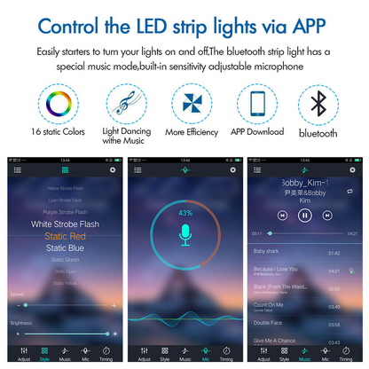 5V RGB LED Strip Lights IP65 Waterproof 5050 5M 10M 20M 300 LEDs USB Bluetooth