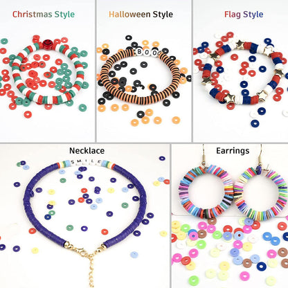 About 6113pcs Clay Heishi Beads Flat Bead Kit Bracelets Necklace Earrings Making