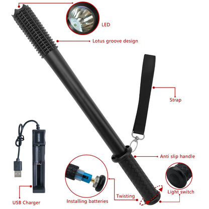 90000LM Baseball Bat LED Flashlights Waterproof Powerful Aluminium for Emergency