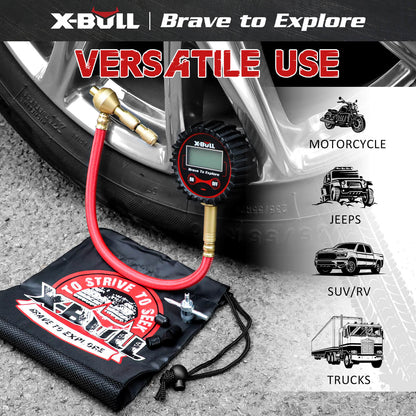 X-BULL Digital tyre pressure gauge 250PSI Tyre Air Pressure Car Motorcycle LED