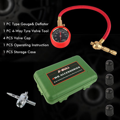 X-BULL Tyre Deflators tyre Automatic 4WD Pressure Gauge 4 Brass Deflator
