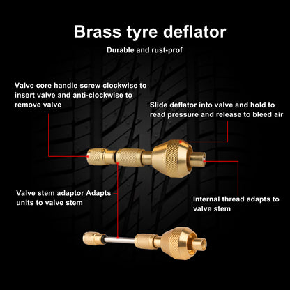 X-BULL Tyre Deflators tyre Automatic 4WD Pressure Gauge 4 Brass Deflator