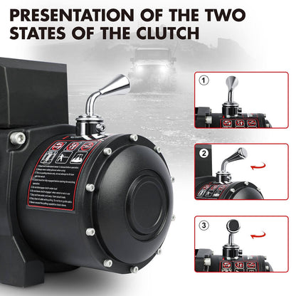 X-BULL 12V Electric Winch 12000LBS synthetic rope 4wd Jeep with tyre Deflator