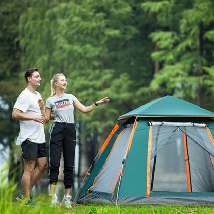 Instant Pop Up Tent For Hiking 2/3/4 Person Camping Tents, Waterproof Windproof Family Tent With Top Rainfly, Easy Set Up, Portable With Carry Bag, With UV Protection / GREEN-ORANGE