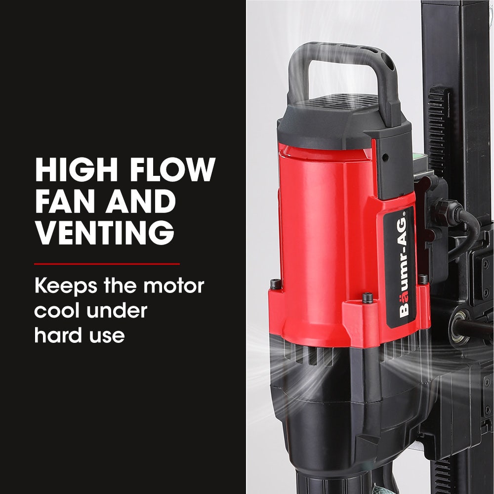 BAUMR-AG 3200W 280mm Wet/Dry Core Drill w/ Wheeled Stand & 102mm Bit Combo, for Concrete Coring Hole Drilling