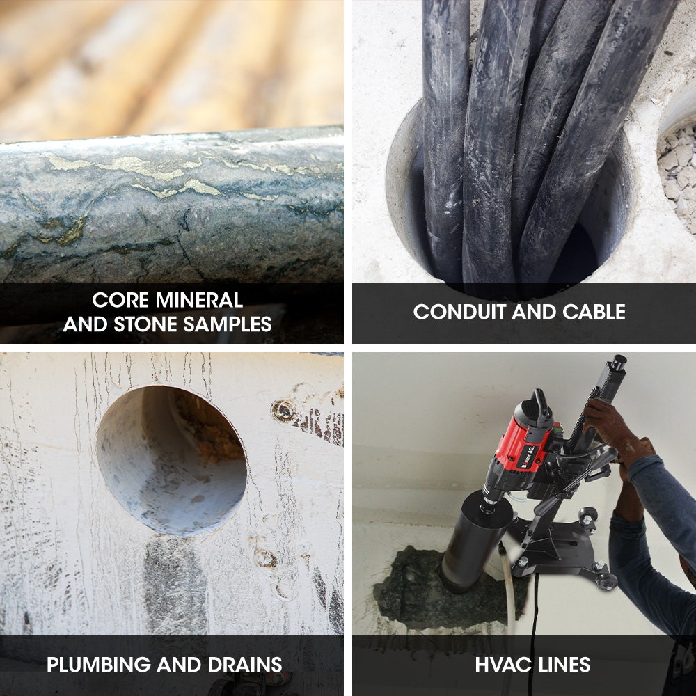 BAUMR-AG 3200W 280mm Wet/Dry Core Drill w/ Wheeled Stand & 102mm Bit Combo, for Concrete Coring Hole Drilling