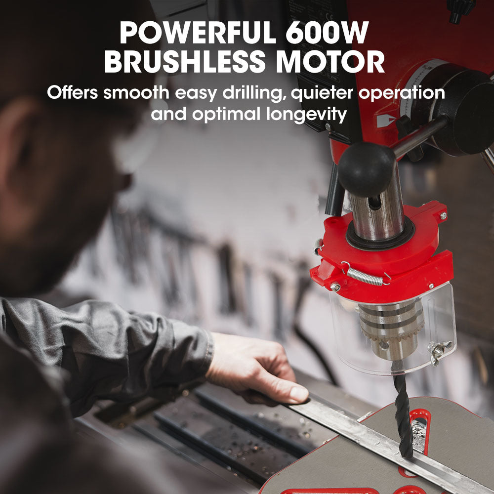 Baumr-AG 600W 12" Pedestal Floor Drill Press, 16 Speeds, 16mm