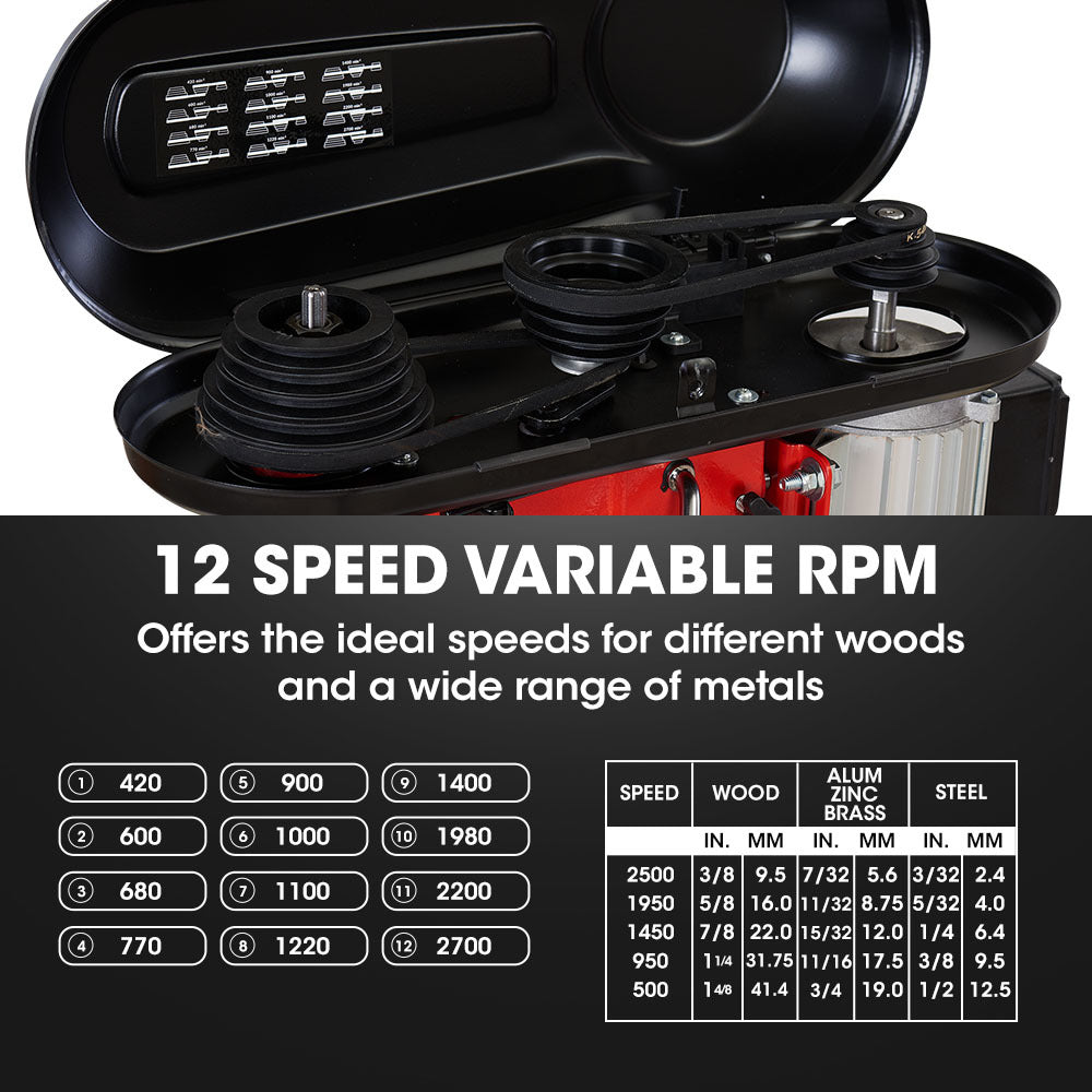 Baumr-AG 600W 12" Pedestal Floor Drill Press, 16 Speeds, 16mm