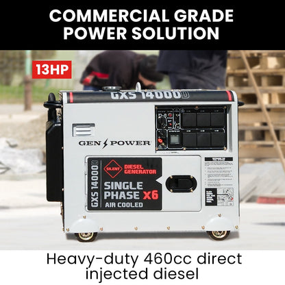 GENPOWER 8.4kW Peak 6kW Rated Commercial Diesel Generator, Electric Key