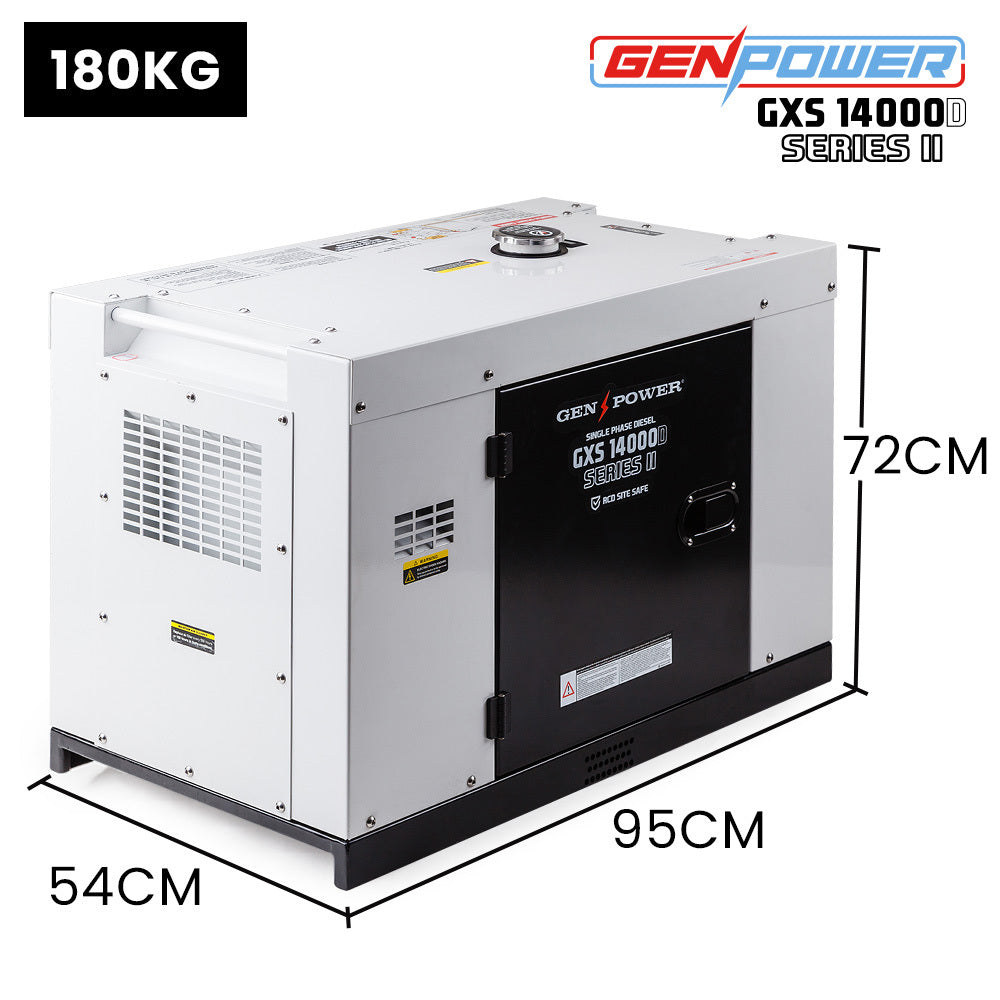 GENPOWER 8.4kW Peak 6kW Rated Commercial Diesel Generator, RCD Safety