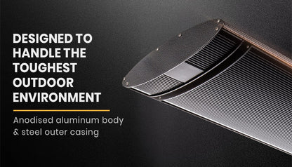 BIO 2400W Outdoor Strip Heater, Electric Radiant Slimline Heat Bar Panel, 15A Plug