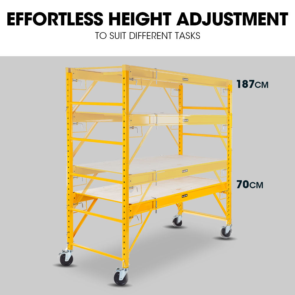 Baumr-AG Adjustable Mobile Scaffolding, 450kg Capacity, with Trapdoor Hatch