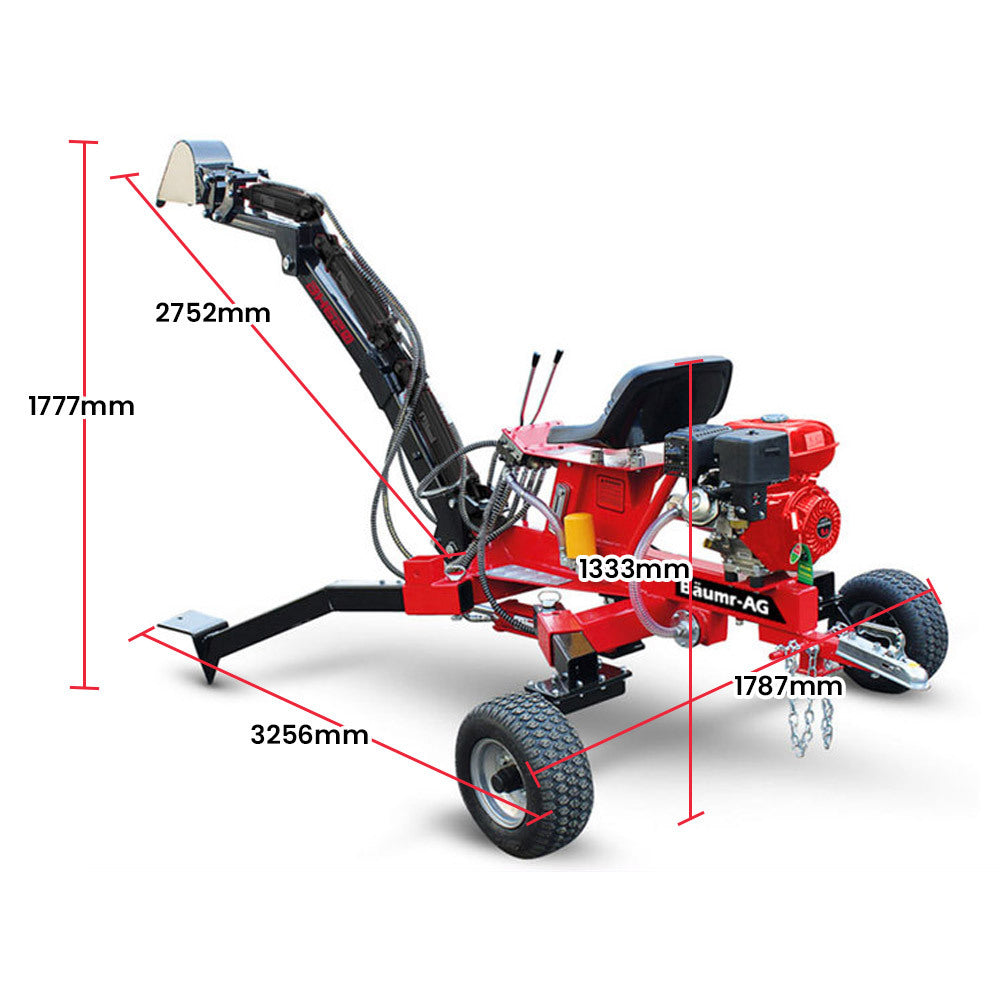 Baumr-AG 9HP Backhoe - Petrol Excavator 4-Stroke Hydraulic Bucket Towable