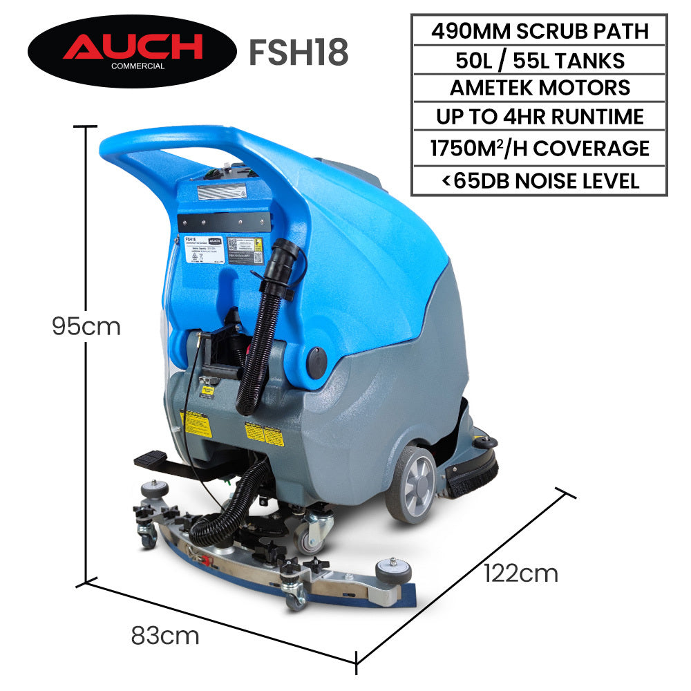 Auch FSH18 Floor Scrubber & Dryer, 490mm, Battery Powered, Walk Behind, Multi-purpose Commercial Grade Machine