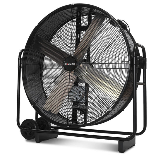 BAUMR-AG 42" 1067mm 660W Industrial Mobile Floor Drum Fan, Belt Drive, Tilting, Large, Commercial, Heavy-duty Frame, EESS Certified