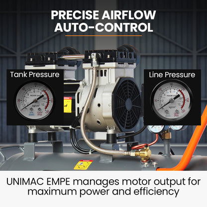 UNIMAC 40L 2.0HP Silent Oil-Free Electric Air Compressor, Portable, Twin