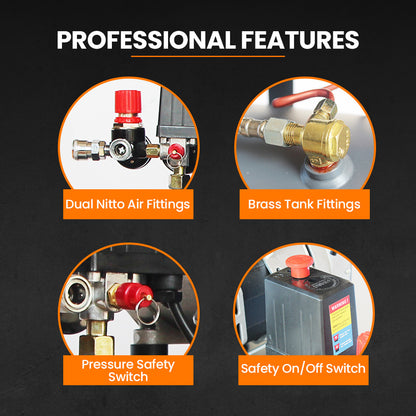 UNIMAC 40L 2.0HP Silent Oil-Free Electric Air Compressor, Portable, Twin