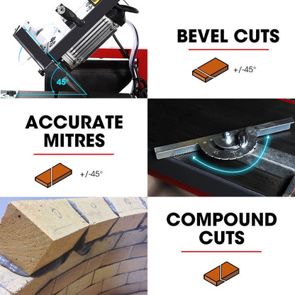BAUMR-AG 2000W 350mm 14" Brick & Masonry Table Saw, Electric Tile Concrete Cutting, with Stand