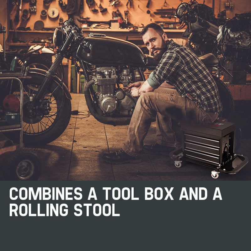 BULLET Rolling Tool Box Stool Mechanic Creeper Toolbox Seat Cushion