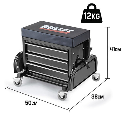 BULLET Rolling Tool Box Stool Mechanic Creeper Toolbox Seat Cushion