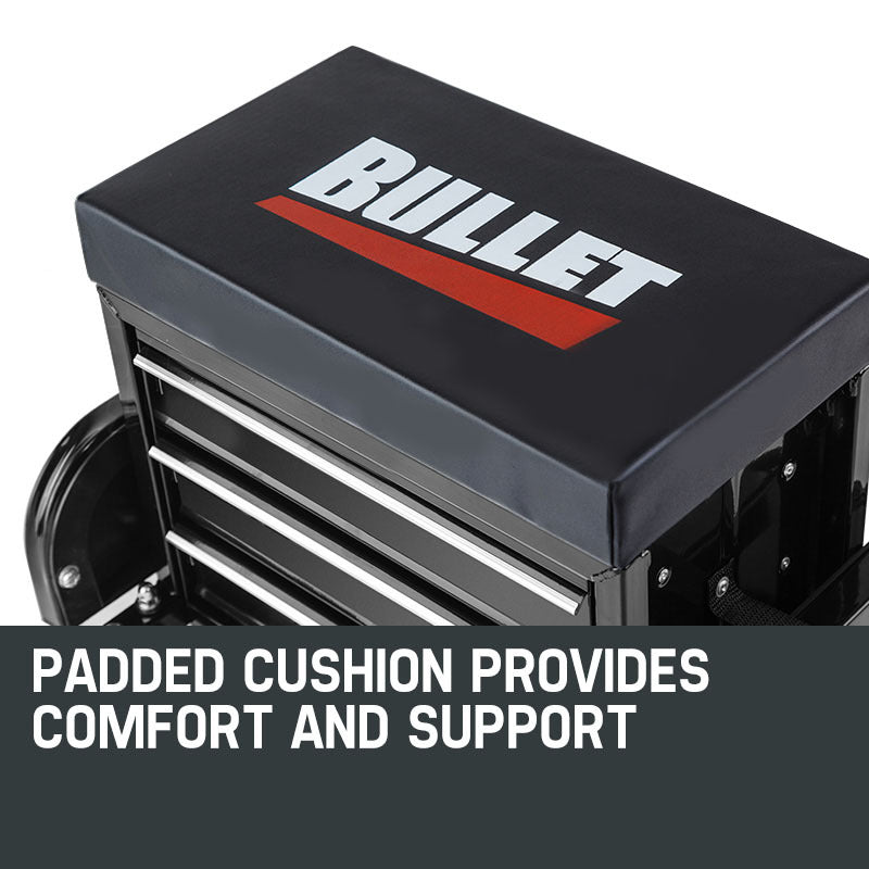BULLET Rolling Tool Box Stool Mechanic Creeper Toolbox Seat Cushion