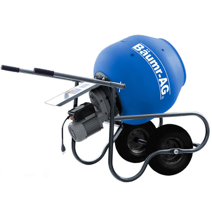 BAUMR-AG 100L Portable Poly Drum Cement Concrete Mixer, Ultra-Light 36kg, 16 Inch Tyres, Electric Direct Drive Motor