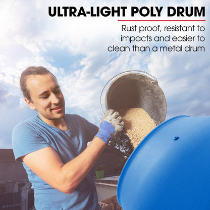 BAUMR-AG 100L Portable Poly Drum Cement Concrete Mixer, Ultra-Light 36kg, 16 Inch Tyres, Electric Direct Drive Motor