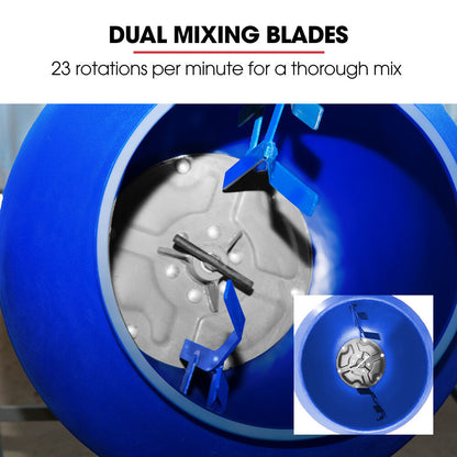 BAUMR-AG 100L Portable Poly Drum Cement Concrete Mixer, Ultra-Light 36kg, 16 Inch Tyres, Electric Direct Drive Motor