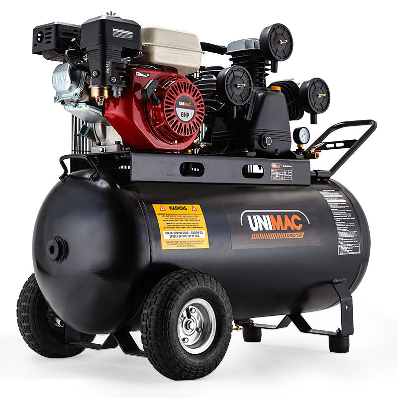 UNIMAC 8HP Air Compressor 115PSI 120L Petrol Powered Industrial Air