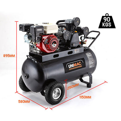 UNIMAC 8HP Air Compressor 115PSI 120L Petrol Powered Industrial Air