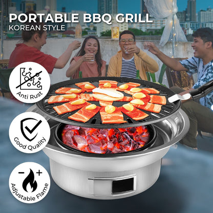 KILIROO Camping Charcoal BBQ Grill – Silver