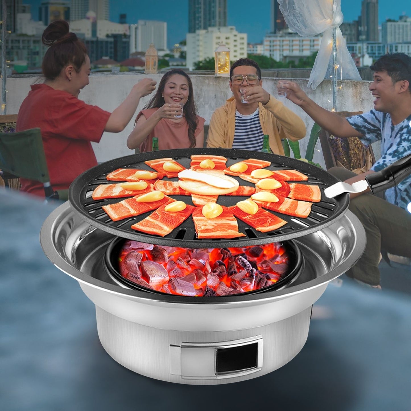KILIROO Camping Charcoal BBQ Grill – Silver
