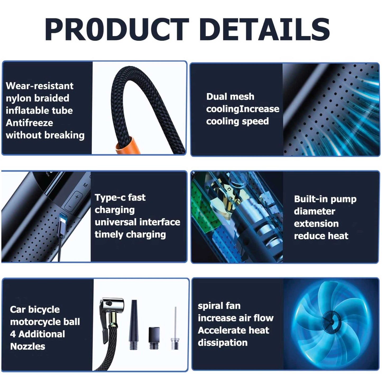 Portable Tyre Inflator - Rechargeable Car Bike tyre Air Pump Compressor