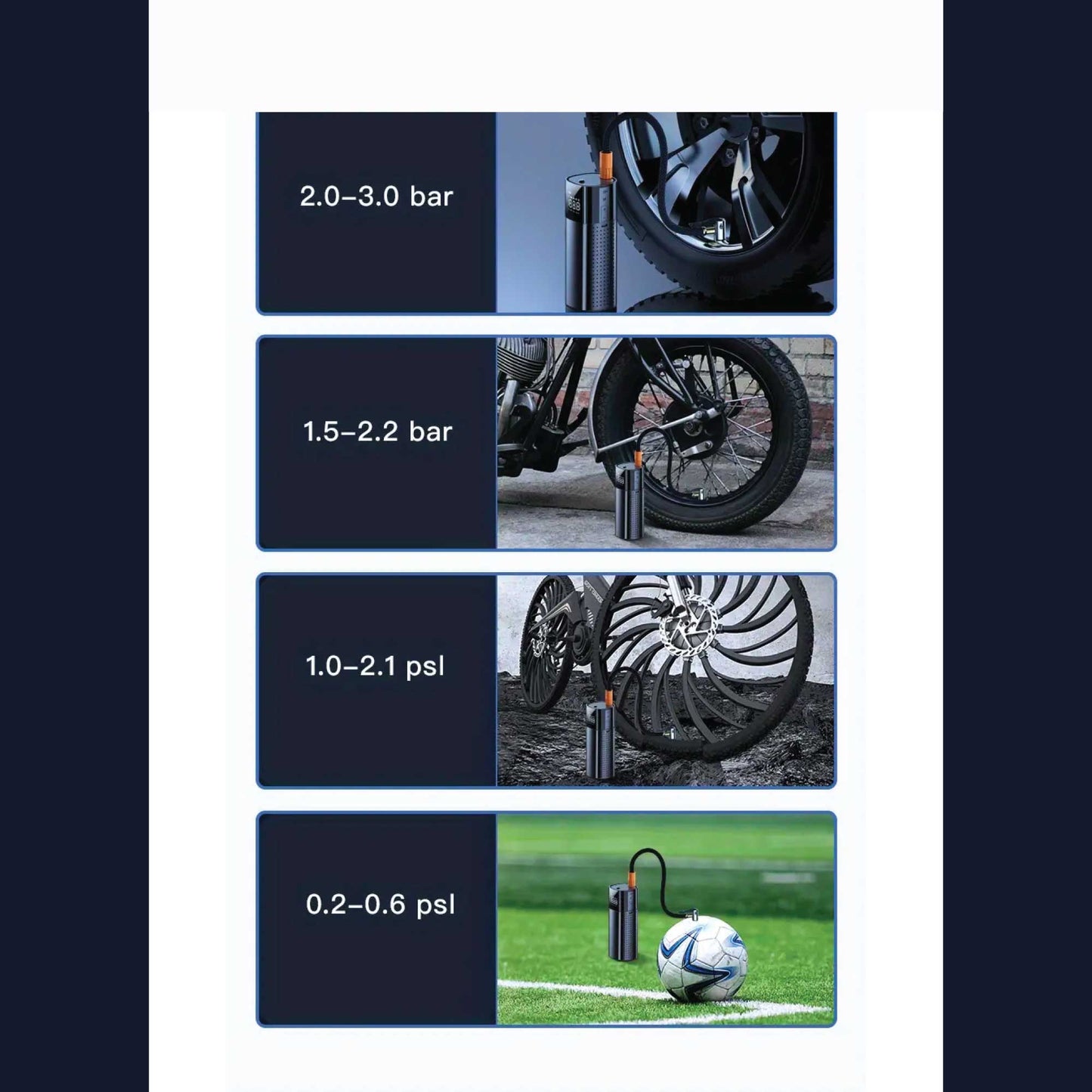 Portable Tyre Inflator - Rechargeable Car Bike tyre Air Pump Compressor
