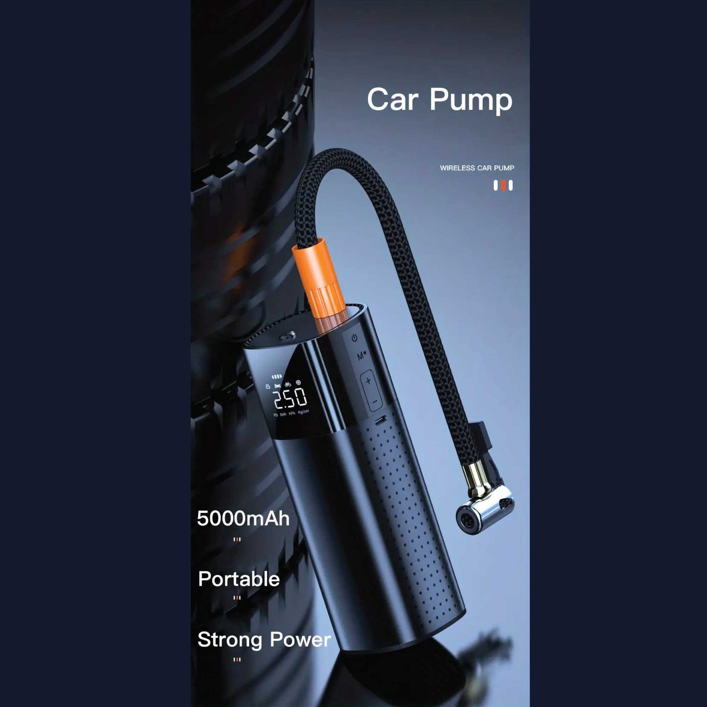 Portable Tyre Inflator - Rechargeable Car Bike tyre Air Pump Compressor