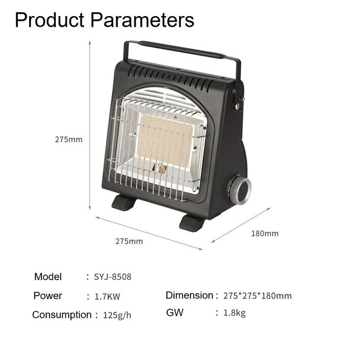2-in-1 Portable Outdoor Camping Butane Gas Heater Stove 1700W