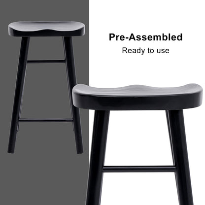 2X Wooden Bar Stool Dining Chair Pine Wood FRIDA 65cm BLACK