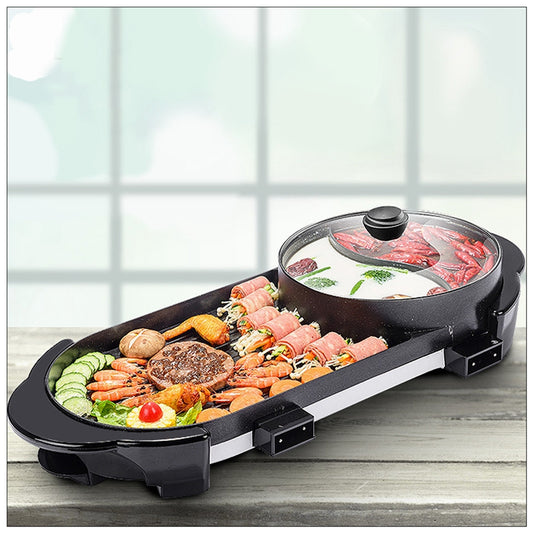 2-in-1 Electric Grill & Hot Pot Steamboat