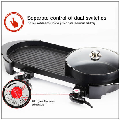 2-in-1 Electric Grill & Hot Pot Steamboat