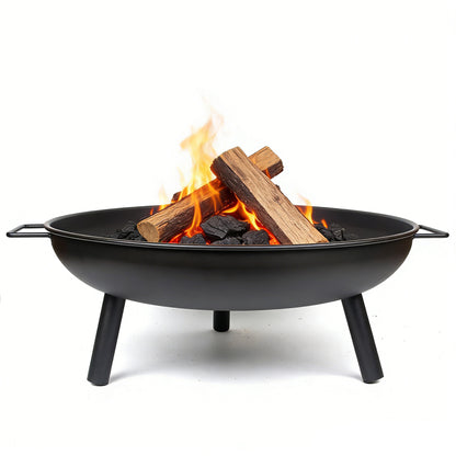 Outdoor Fire Pit 68cm Steel Fire Bowl Wood Burning Portable Heater Backyard Camping BBQ with Handles