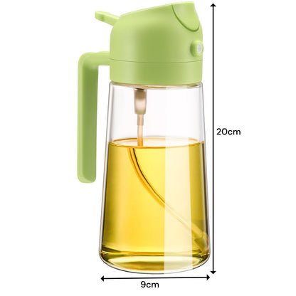 600ml Glass Oil Sprayer & Dispenser – Green