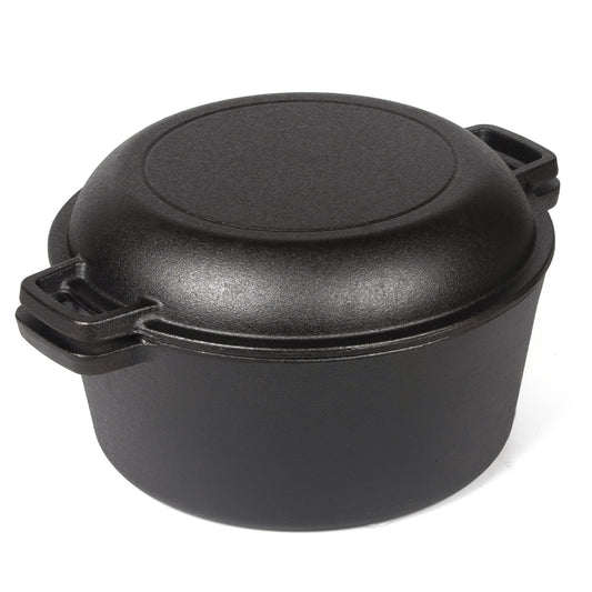 26cm 2-in-1 Cast Iron Dutch Oven & Skillet Set �C Pre-Seasoned Dual-Use Pot with Lid Fry Pan, Durable & Versatile Cookware
