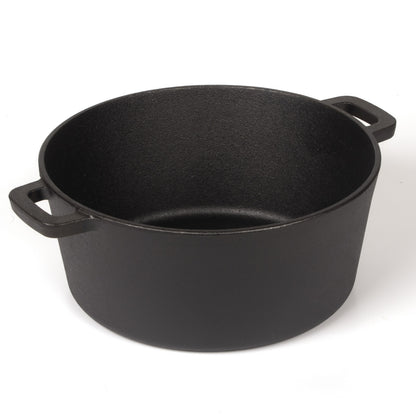 26cm 2-in-1 Cast Iron Dutch Oven & Skillet Set �C Pre-Seasoned Dual-Use Pot with Lid Fry Pan, Durable & Versatile Cookware