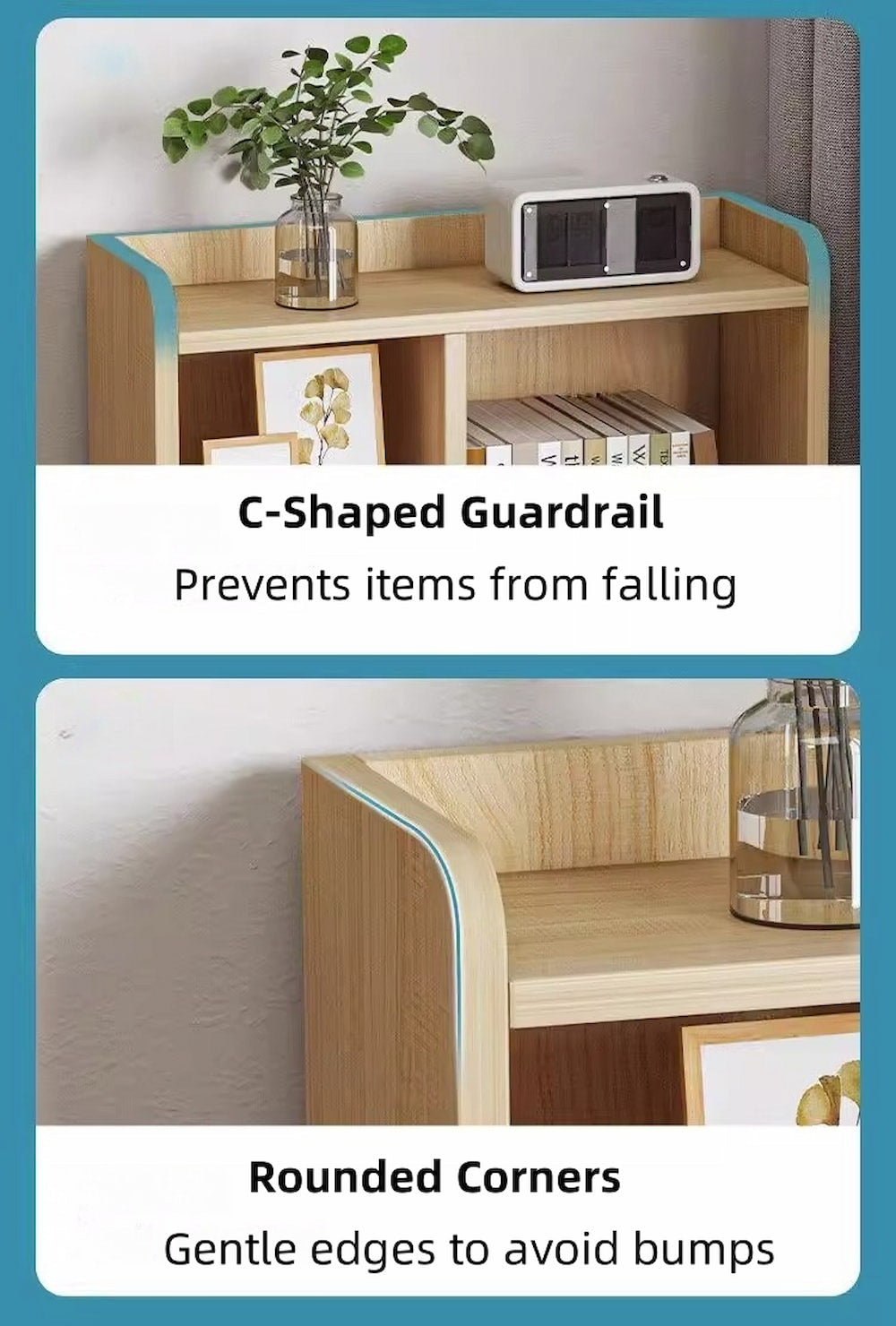 Classic Nightstand Multi-Compartment Storage Reddish-Brown Wood Grain 70cm