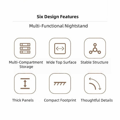 Compact Nightstand Wooden Legs Open Shelves Side Compartment White Wood Design