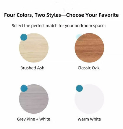 Classic Nightstand Walnut Wood Grain Double Drawer Tray Top White Handles