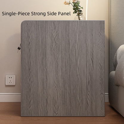 Classic Nightstand Walnut Wood Grain Double Drawer Tray Top White Handles