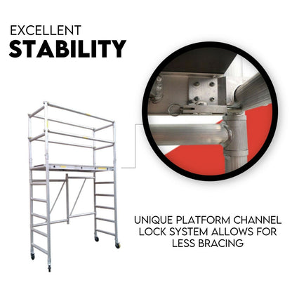 3.0M Aluminium Scaffold Mobile Tower Single Width Platform Height AU