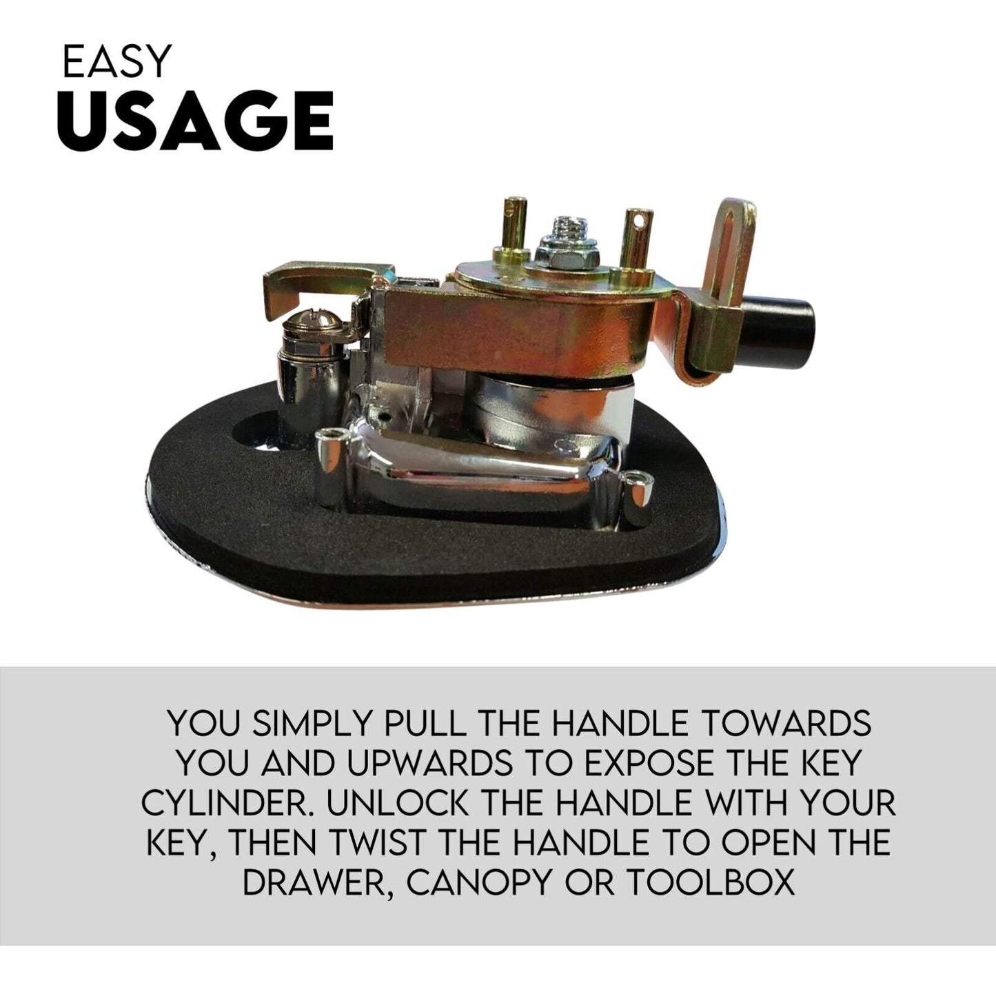 Black Whale Tail T Handle Lock Latch/Compression Lock Trailer Ute