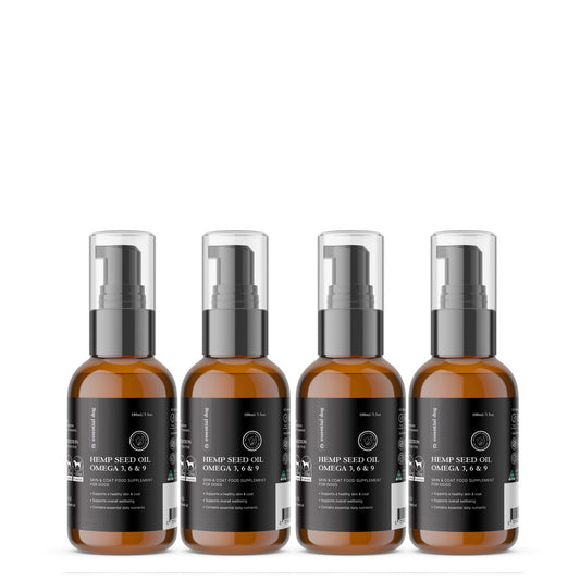 4 x 100ml Raw Hemp Seed Oil Food Supplement for Dogs